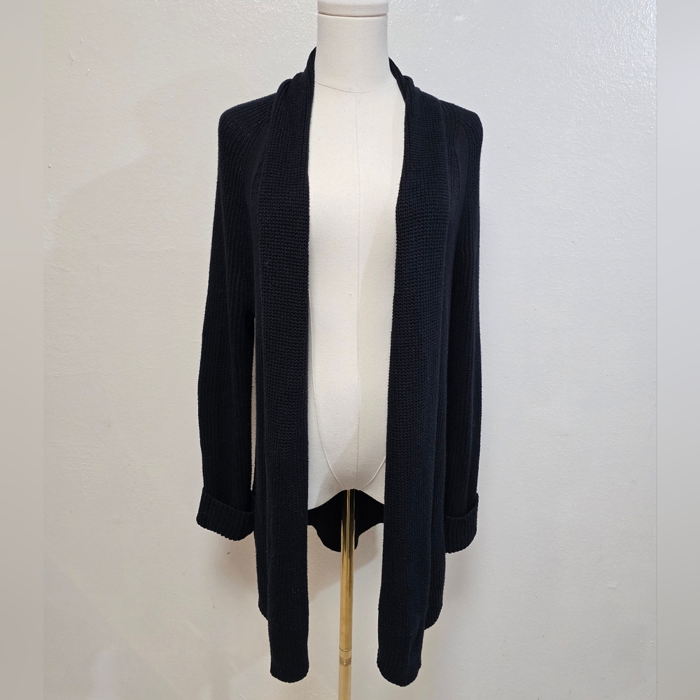 Vince Draped Open Front Cardigan Sweater Black Size Medium